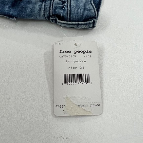 Free People Womens Jeans Size 24 High Rise Busted Knee Skinny Jeans Blue 24 - Picture 9 of 9